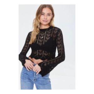 Open-Knit Cropped Sweater